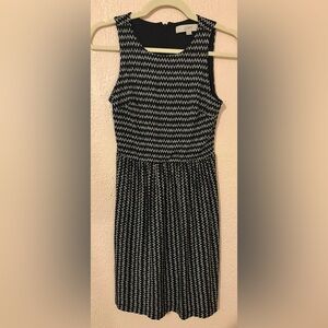 LOFT Black and White Textured Midi Dress